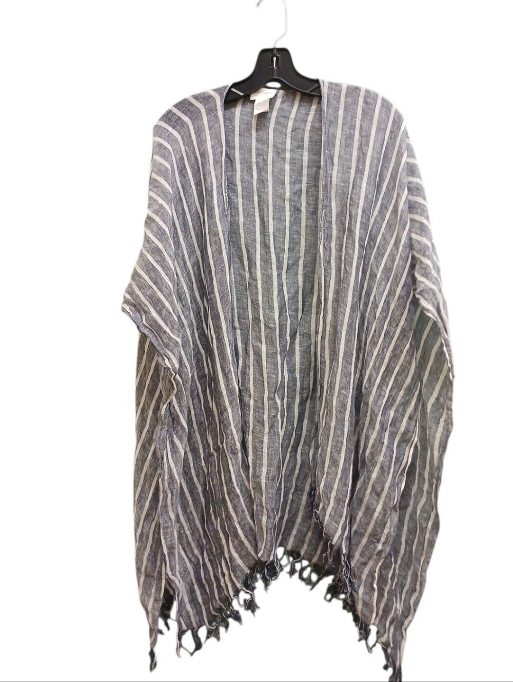 Mer Sea Linen Lightweight Blue & White Striped Wrap Poncho Anthropologie OSFA
